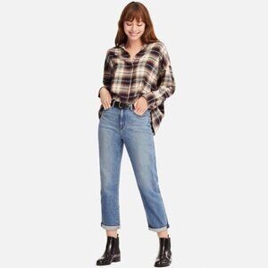 Uniqlo Flannel Plaid Skipper Collar Long Sleeve Flannel Size Small